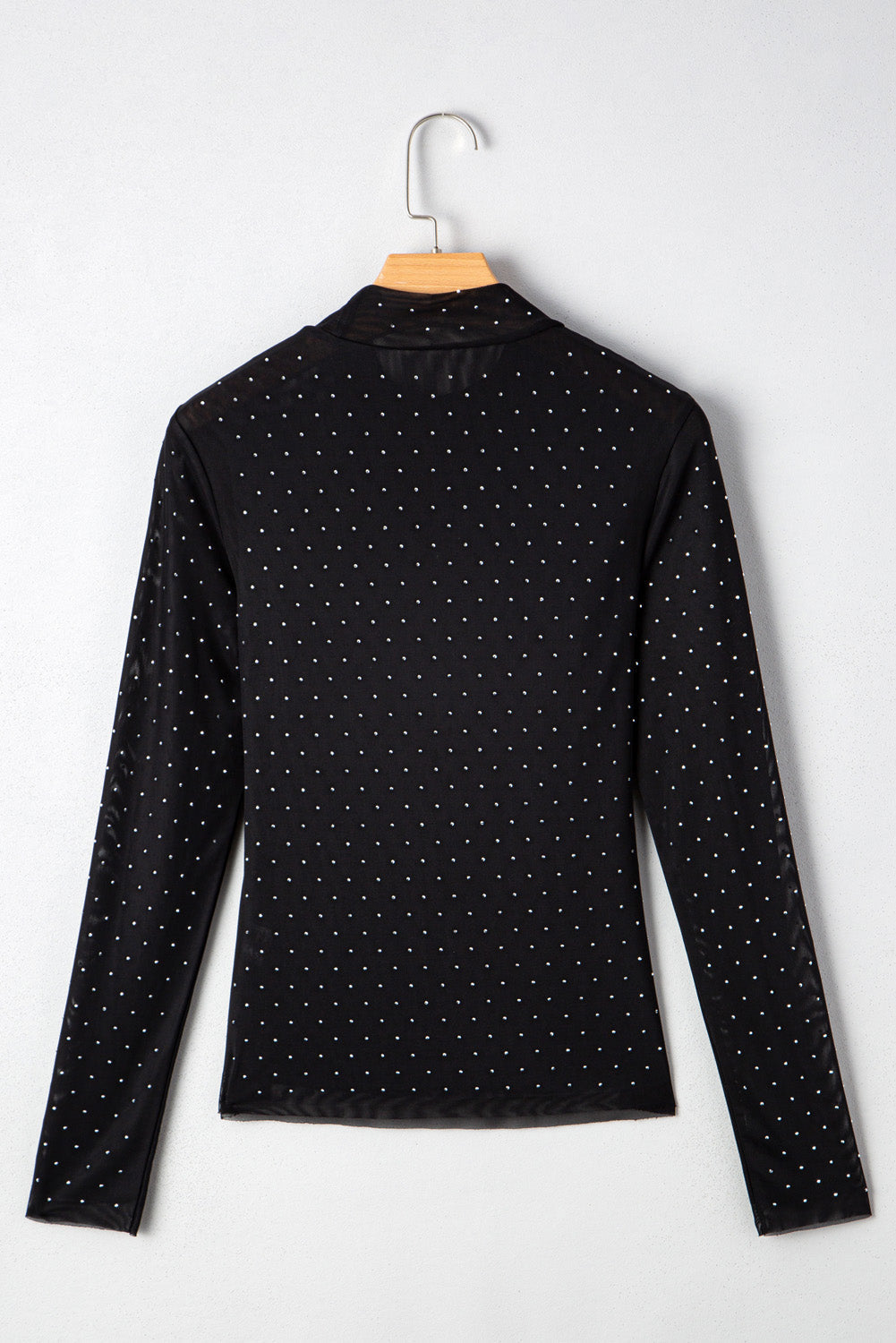 Threaded Pear Anastasia Rhinestone Embellished Mesh Long Sleeve Top