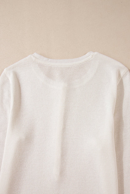 Threaded Pear Teresa Color Waffle Half Long Sleeve Top