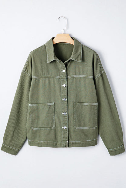 Threaded Pear Isabella Collared Front Boyfriend Jacket