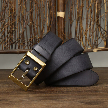 Men’s Thick First-Layer Cowhide Belt | Solid Brass Buckle Genuine Leather Belt | Premium Full-Grain Heavy-Duty Men’s Belt | Classic Luxury Handmade Leather Waist Belt | 2026 High-Fashion Durable Artisan Belt