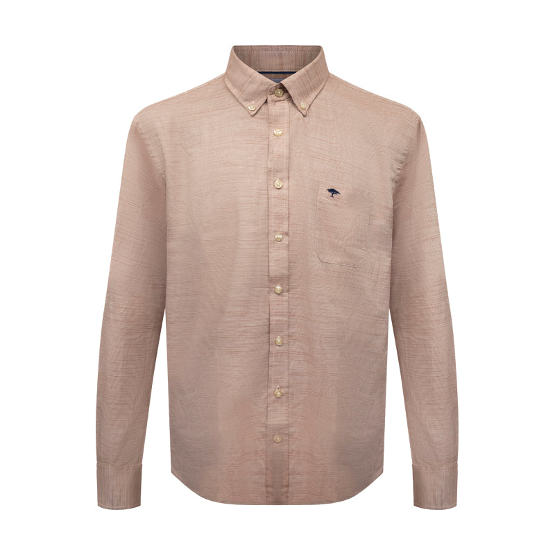 Fynch Hatton Men's Supersoft Cotton Long Sleeve Shirt Orient Red