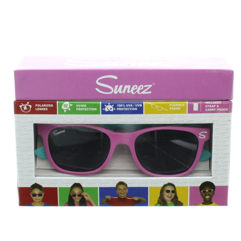 Suneez Polarised Kids Sunglasses Pink & Turquoise Flexible 4-10 years