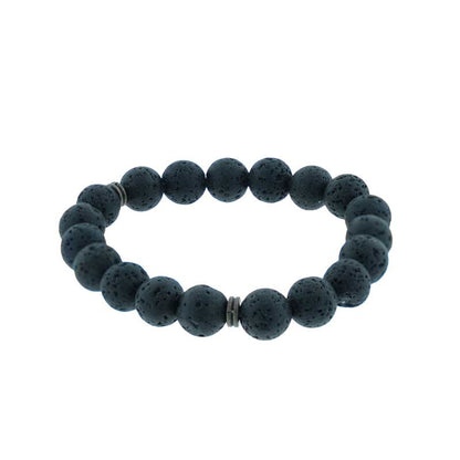 Bohemian Gothic Black Lava Bead Stretch Bracelet