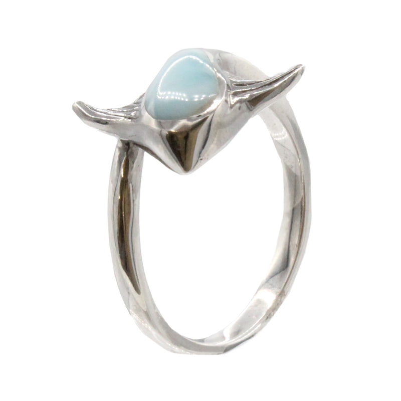 Larimar Stone Sterling Silver Stingray Ring Size 7 By Marahlago