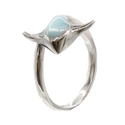 Larimar Stone Sterling Silver Stingray Ring Size 8 By Marahlago