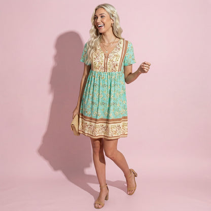 Multicolor Floral Boho Dress