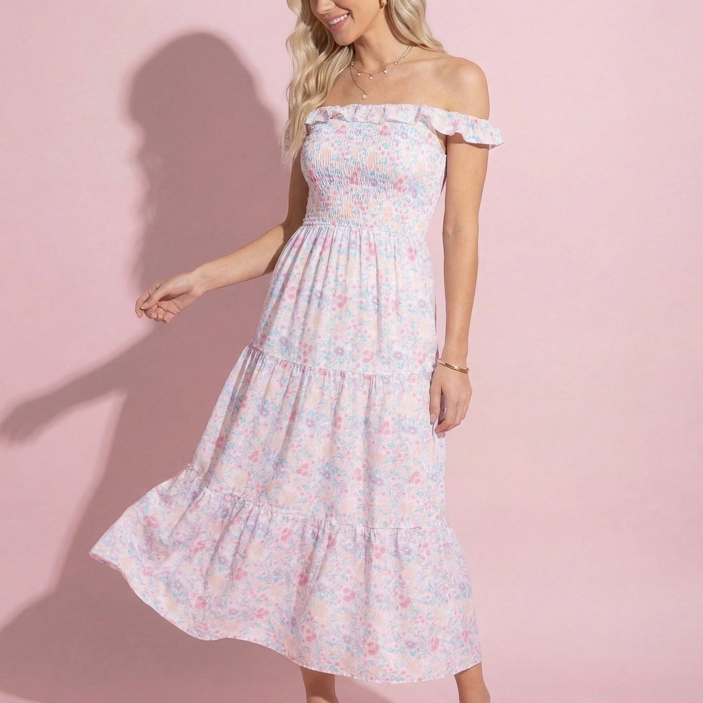 Strappy Smocked Floral Dress