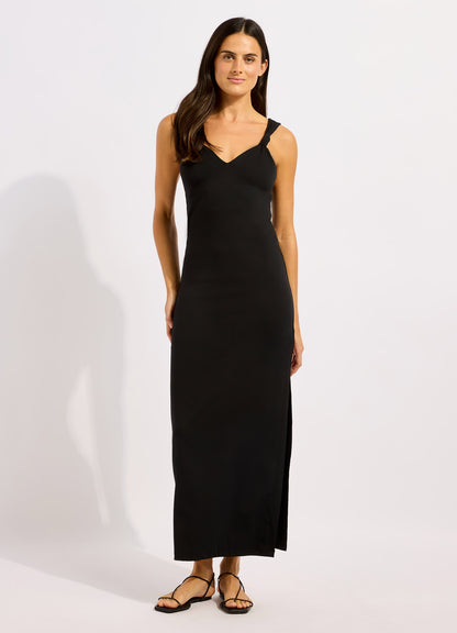 Beachedit Multi Fit Plunge Jersey Maxi Dress