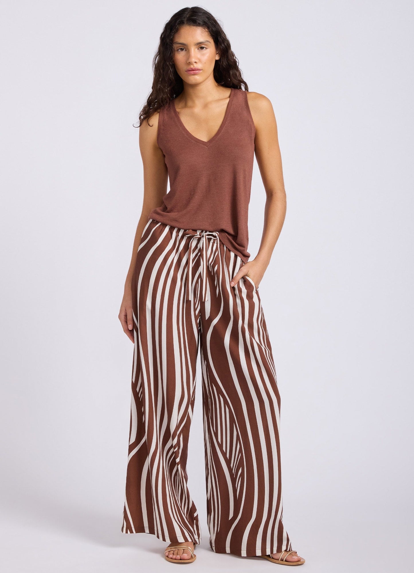 Slub Linen V Neck Tank Top