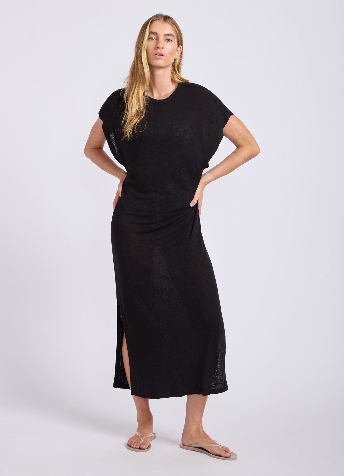 Slub Linen Batwing T-Shirt Dress