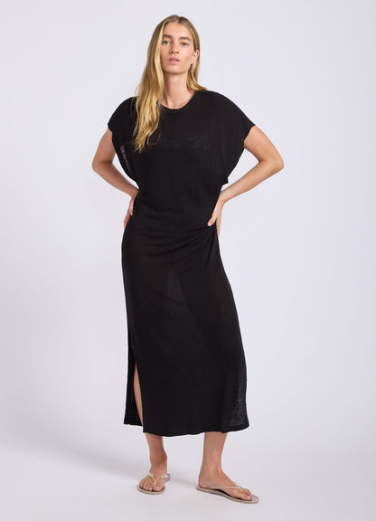 Slub Linen Batwing T-Shirt Dress
