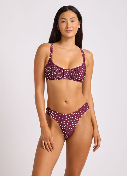 Dolce Dot Ruched Bralette Bikini Top