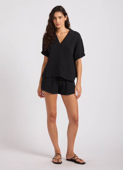Double Gauze V-Neck Top