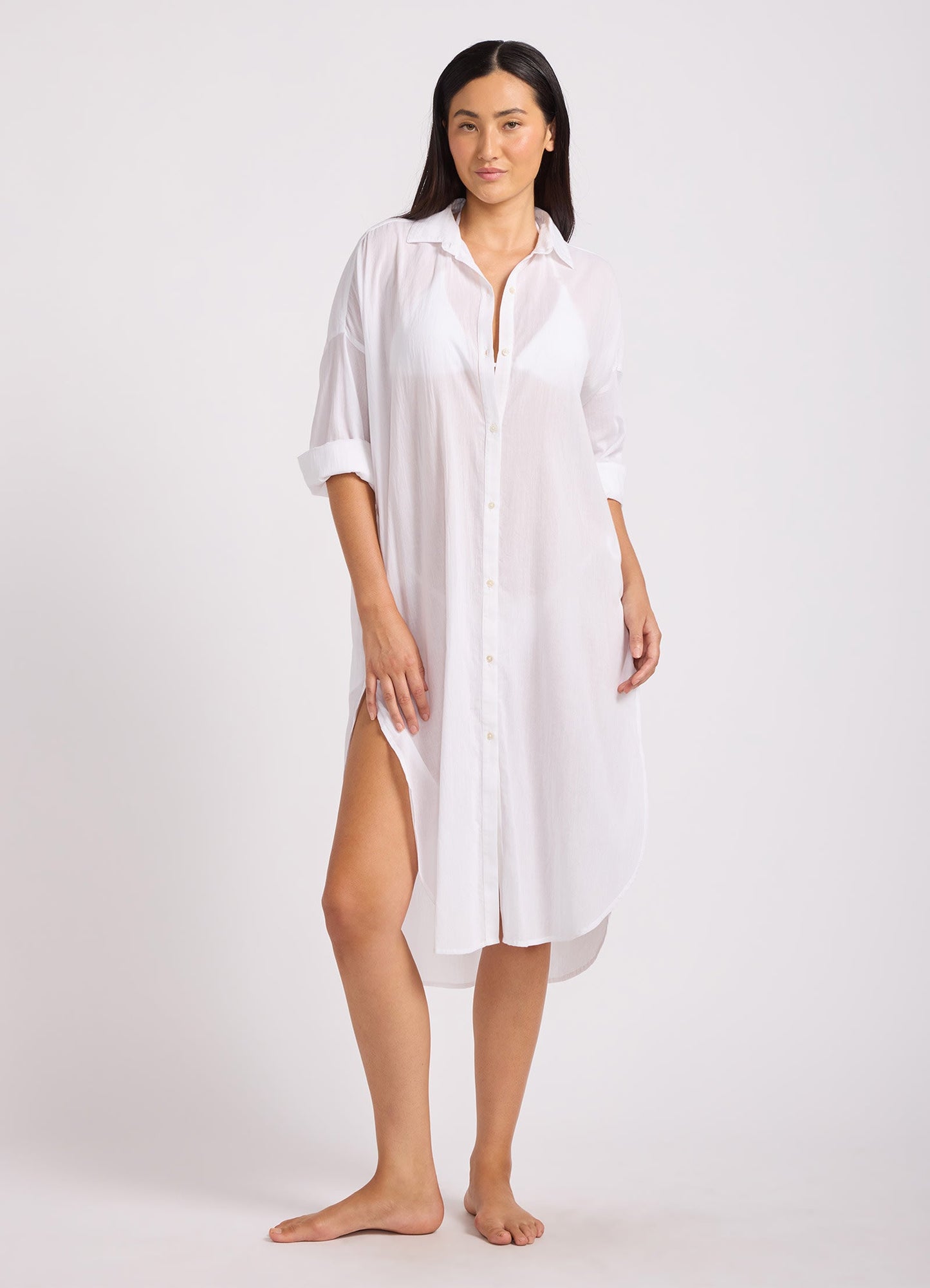 Cotton Voile Shirt Dress