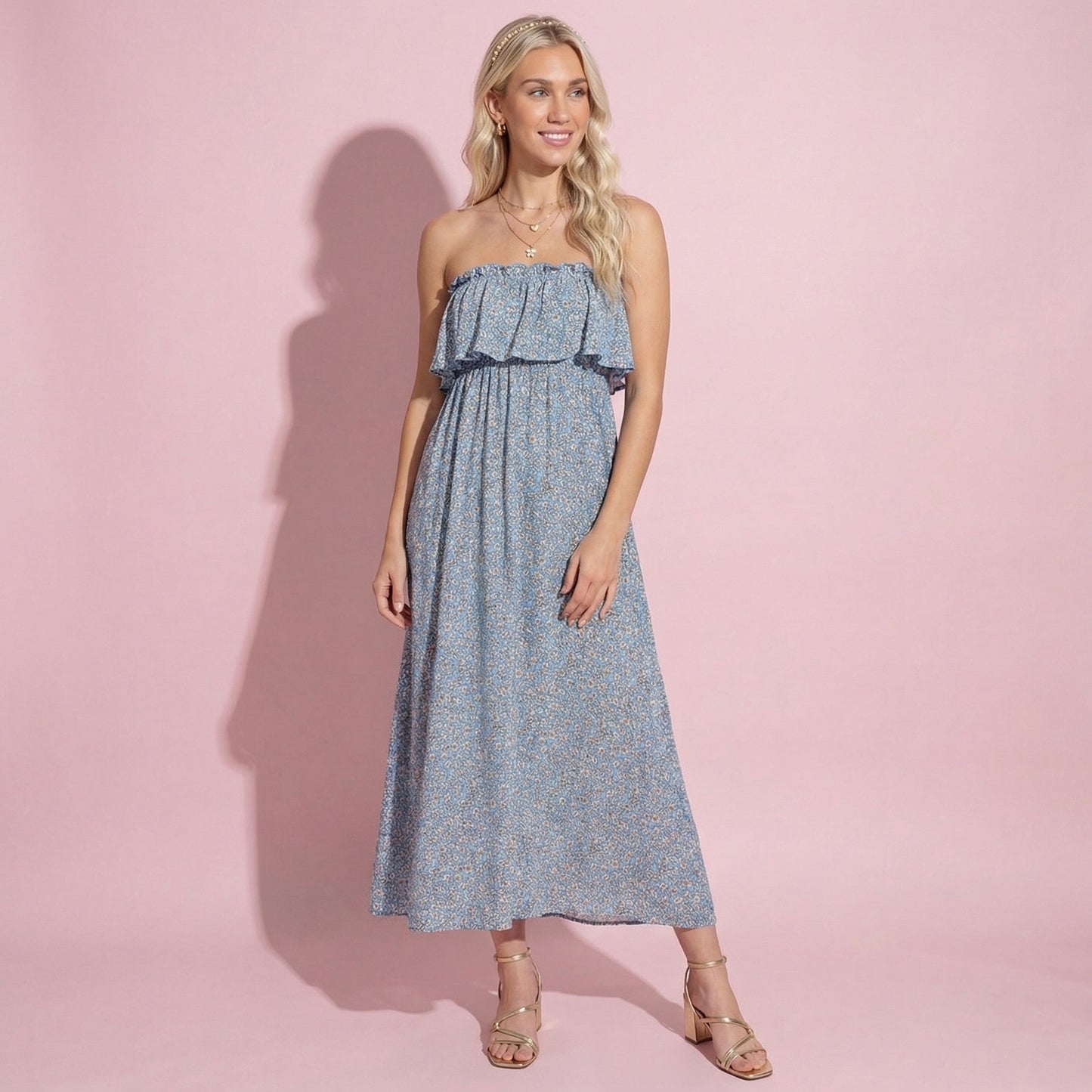 Tube Layered Floral Print Dress