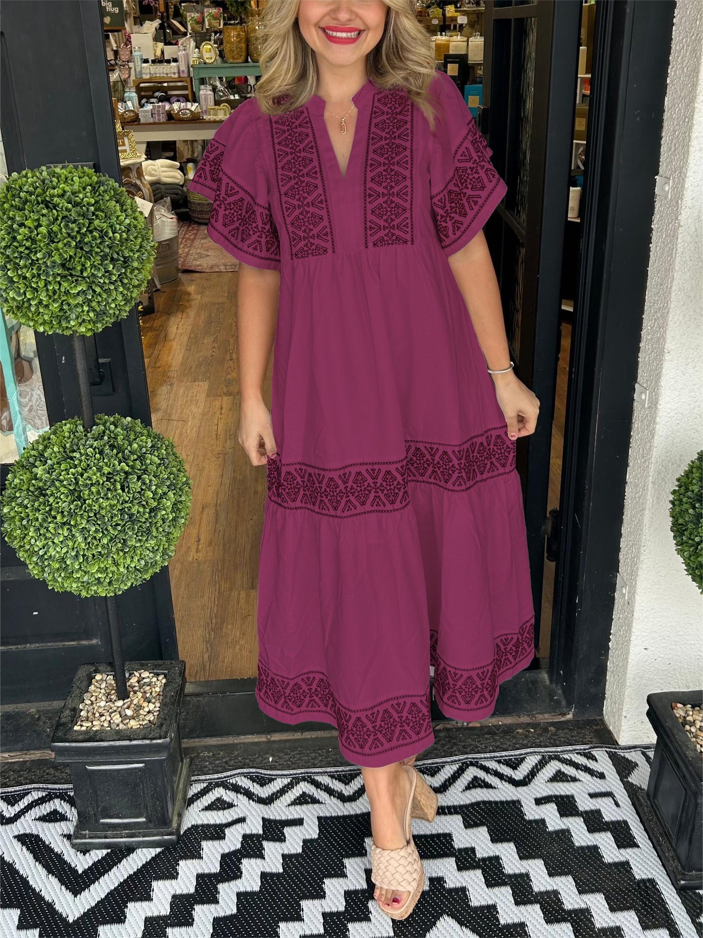 ✨Women's V-Neck Boho Maxi Dress (Buy 2 Free Shipping)