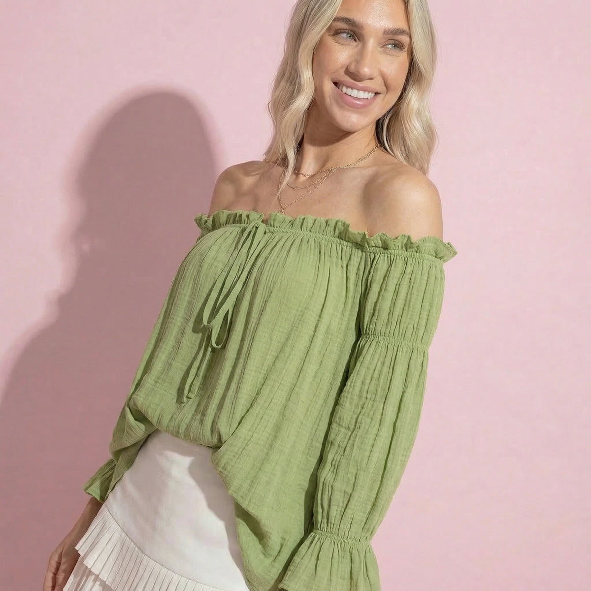 Semi Sheer Boho Peasant Off the Shoulder Top