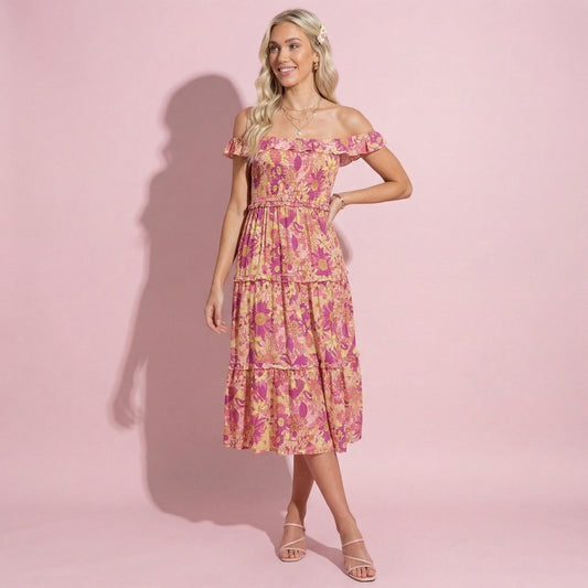 Strappy Smocked Floral Dress