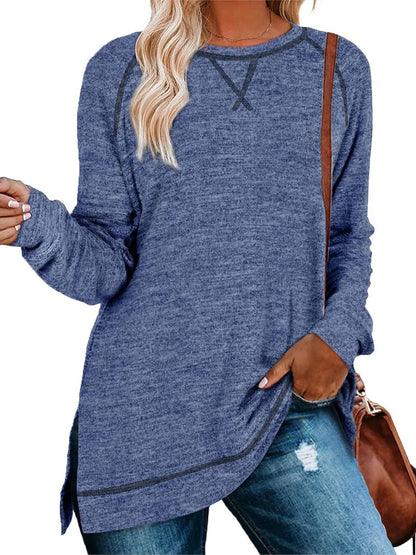 ✨Women Fall Side slit Long Sleeve Shirts Tunic Tops