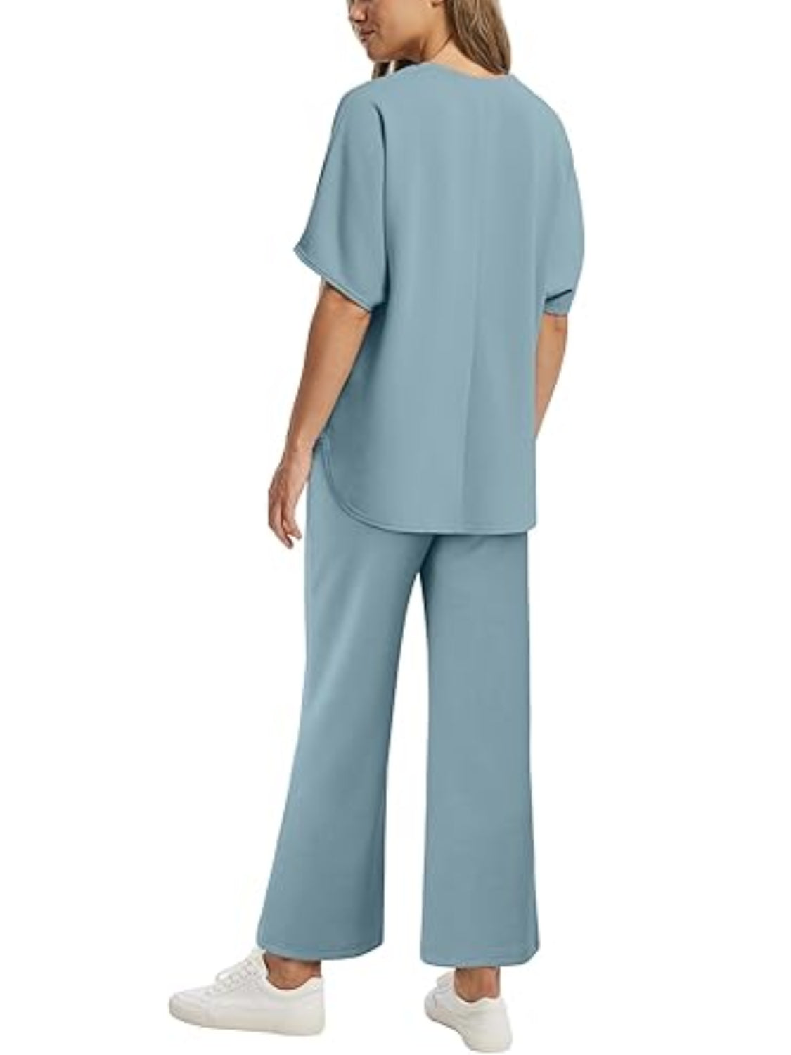 2026 Women Oversized Tshirt and Wide Leg Crop Pants 2 Piece Sets