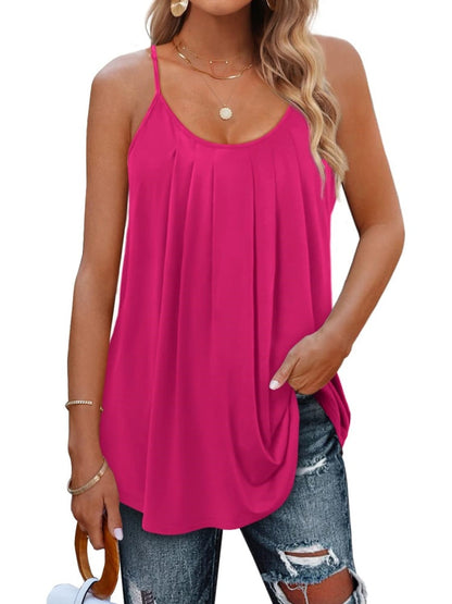 ✨Women Spaghetti Straps Pleated Loose Tank Top