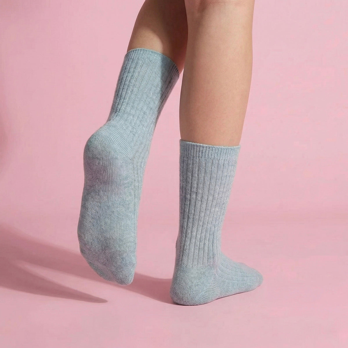 Anna-Kaci Women's 3-Pair Ribbed Crew Socks Set Soft Stretch Knit Fabric Minimal Everyday Comfort Socks