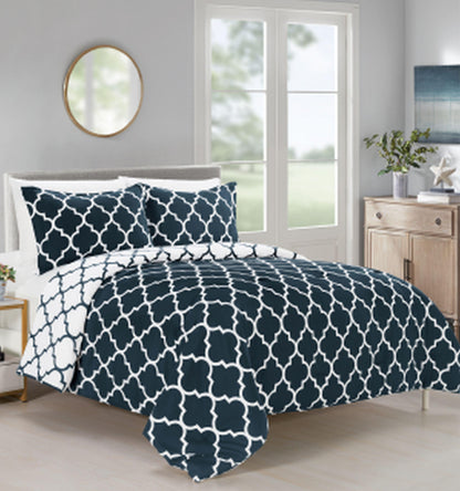 Elegant Comfort 3-Piece Moroccan Trellis Reversible Comforter Set