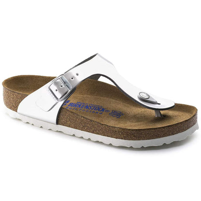 Birkenstock Unisex Gizeh Pap Natural Leather Metallic Silver