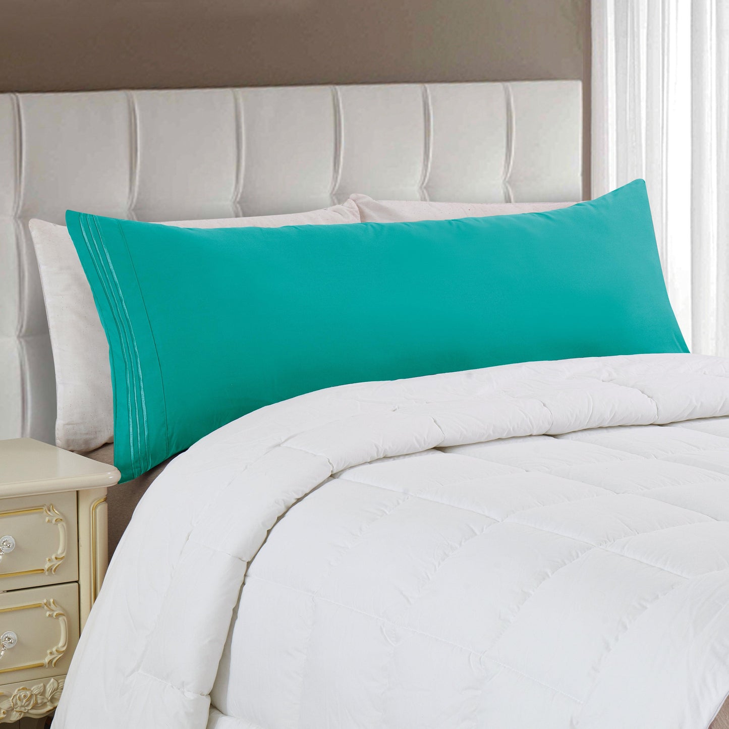 Elegant Comfort Body Pillowcase - 1 Piece - 3 Line Embroidery