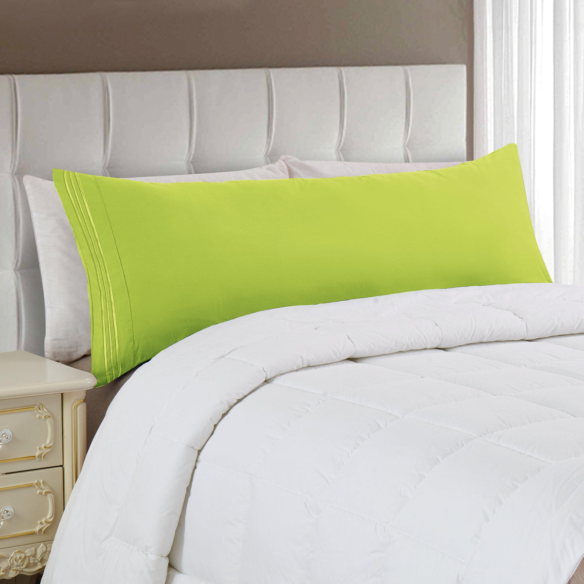 Elegant Comfort Body Pillowcase - 1 Piece - 3 Line Embroidery