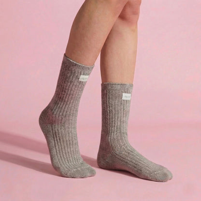 Anna-Kaci Women's 3-Pair Ribbed Crew Socks Set Soft Stretch Knit Fabric Minimal Everyday Comfort Socks