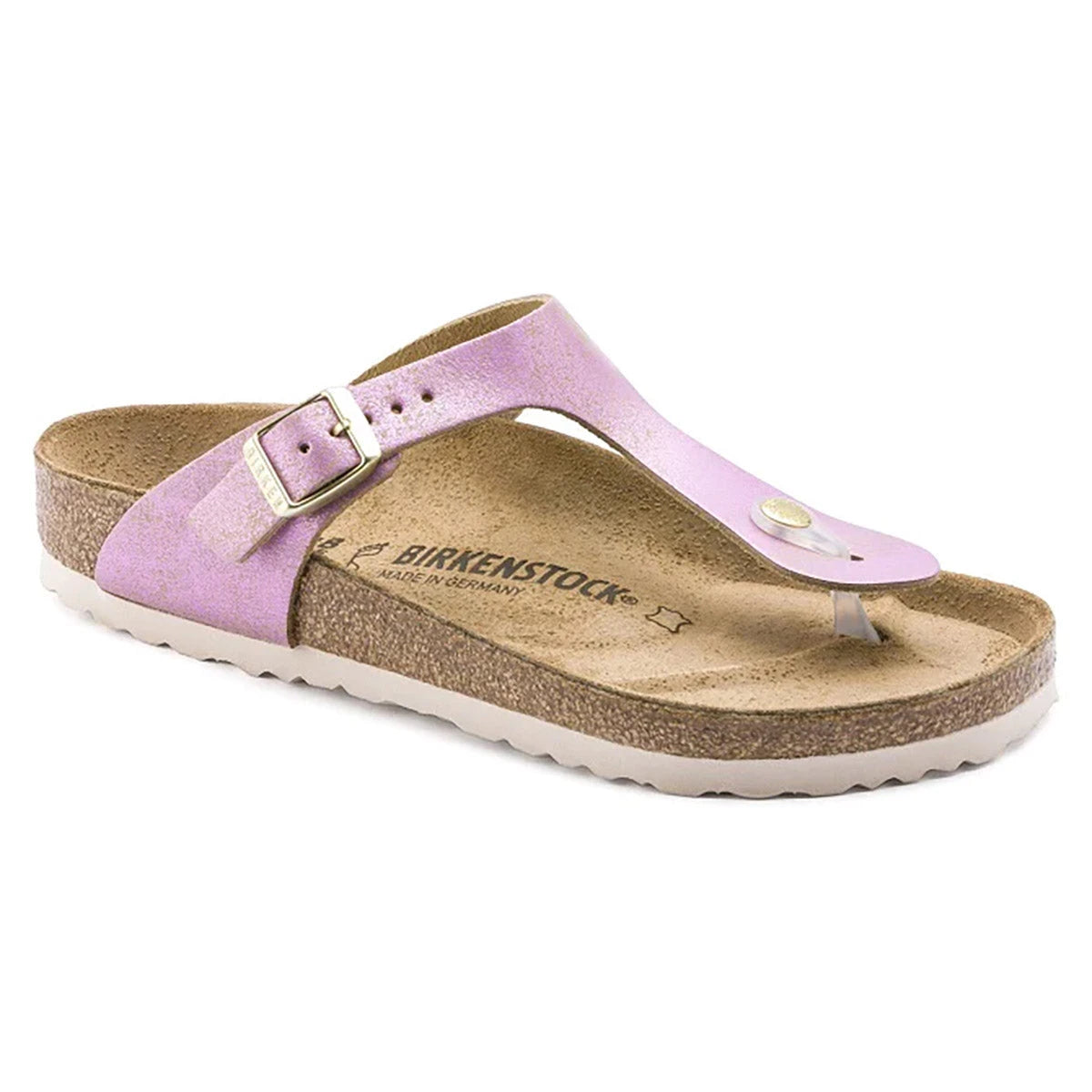 Birkenstock Gizeh Leather Washed Metallic Pink Sandals