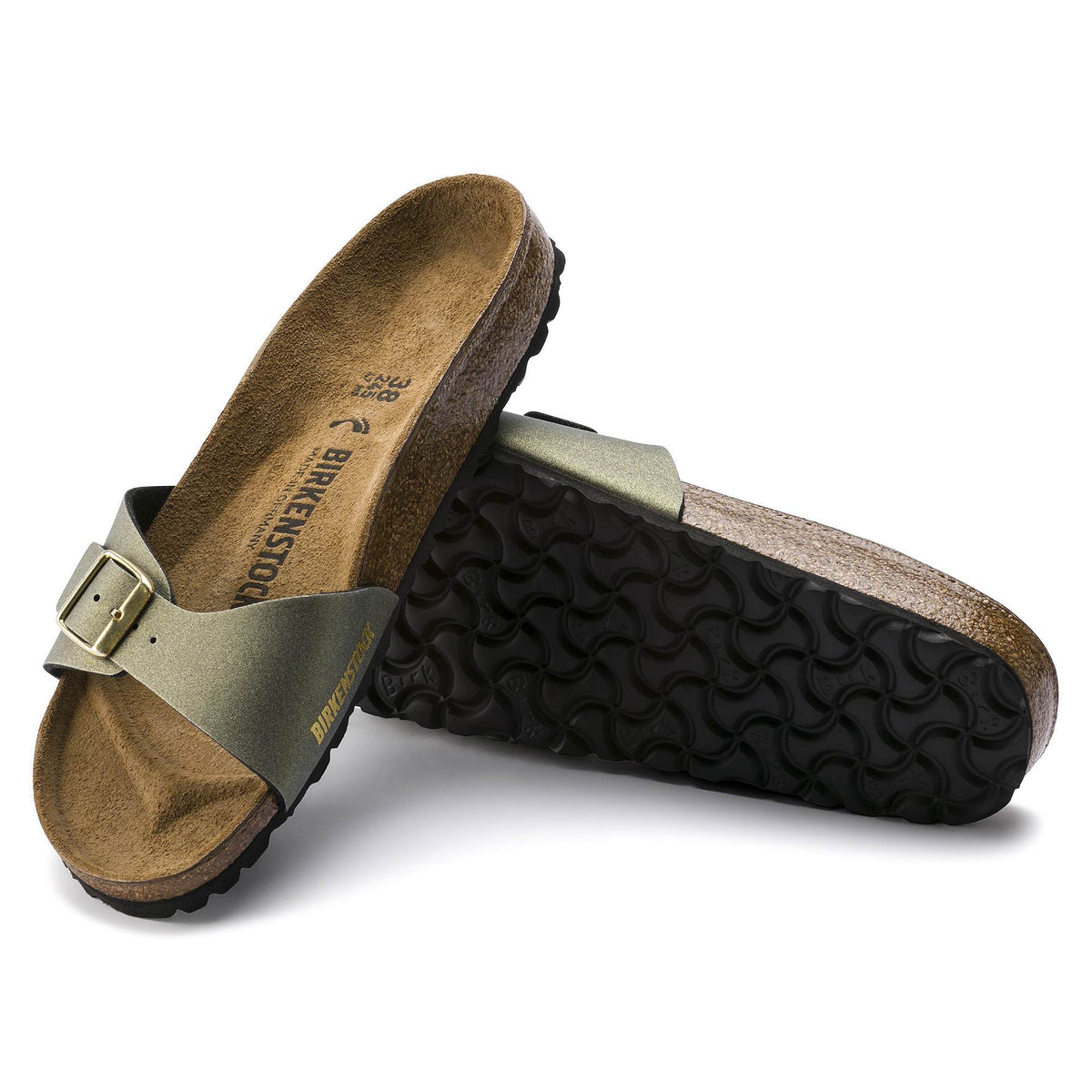Birkenstock Madrid Birko-Flor Icy Metallic Stone Gold
