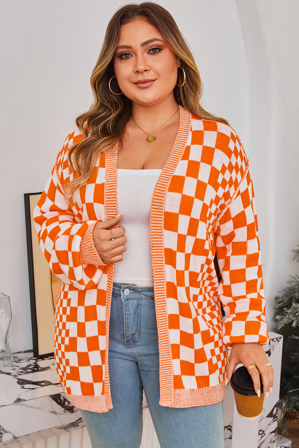 Threaded Pear Rosalyn Drop Shoulder Open PLUS Cardigan