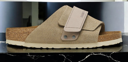 Birkenstock Women's Kyoto 'Nubuck Suede Taupe' Narrow Width Sandals