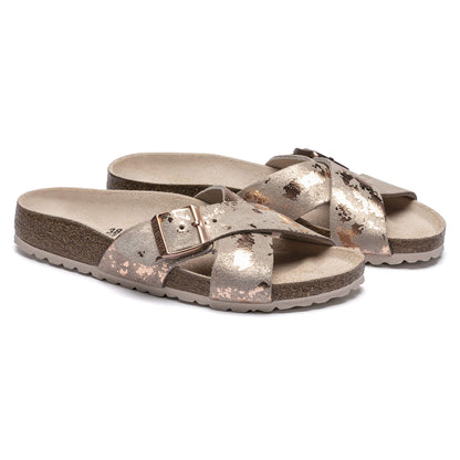 Birkenstock Women's Siena Big Buckle Suede Leather Vintage Metallic Rose Copper Sandals