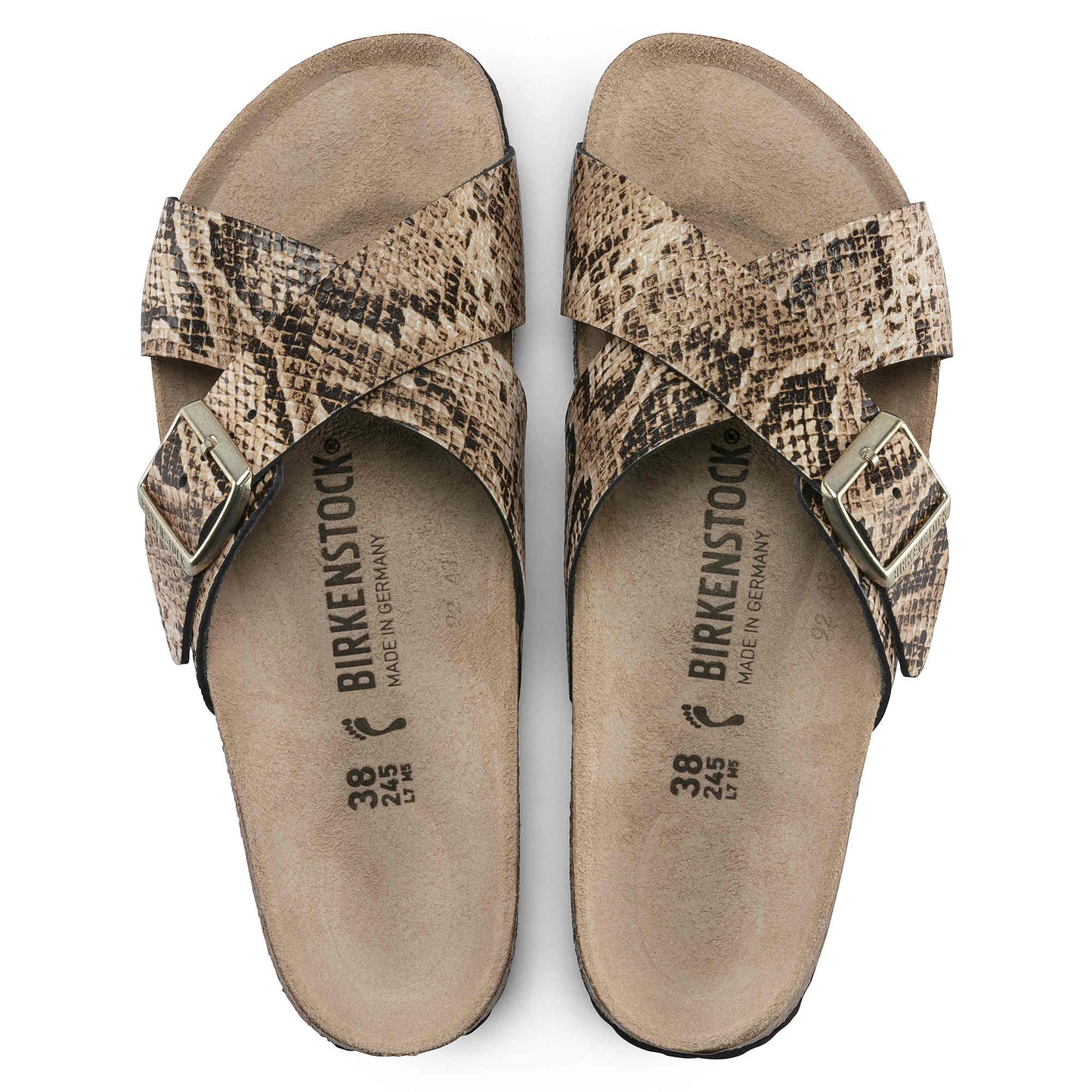 Birkenstock Women's Siena Embossed Leather Snake Beige Sandals