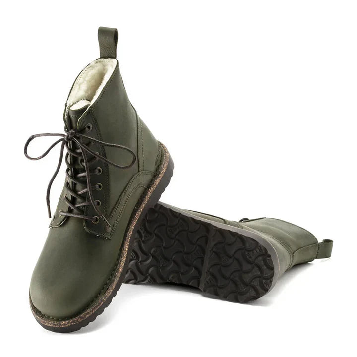 Birkenstock Women's Bryson Shearling Oiled Nubuck Leather Hunter Green Boots