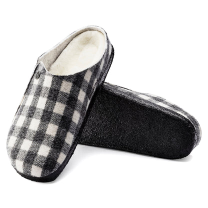 Birkenstock Zermatt Shearling Wool Felt Plaid White
