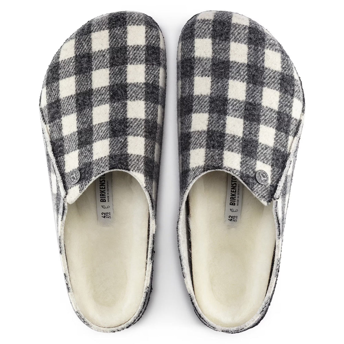 Birkenstock Zermatt Shearling Wool Felt Plaid White