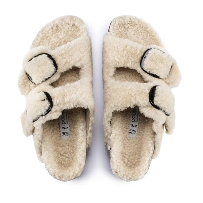 Birkenstock Unisex Arizona Big Buckle Pap Teddy Eggshell