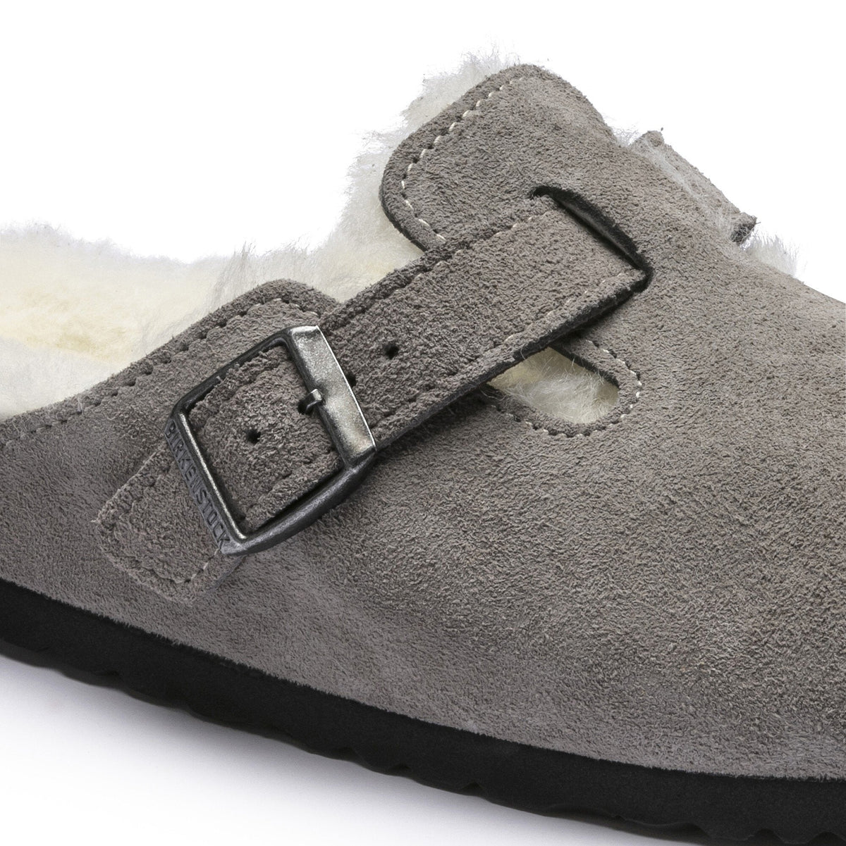 Birkenstock Boston Shearling Suede Leather 'Regular Fit' Sandals