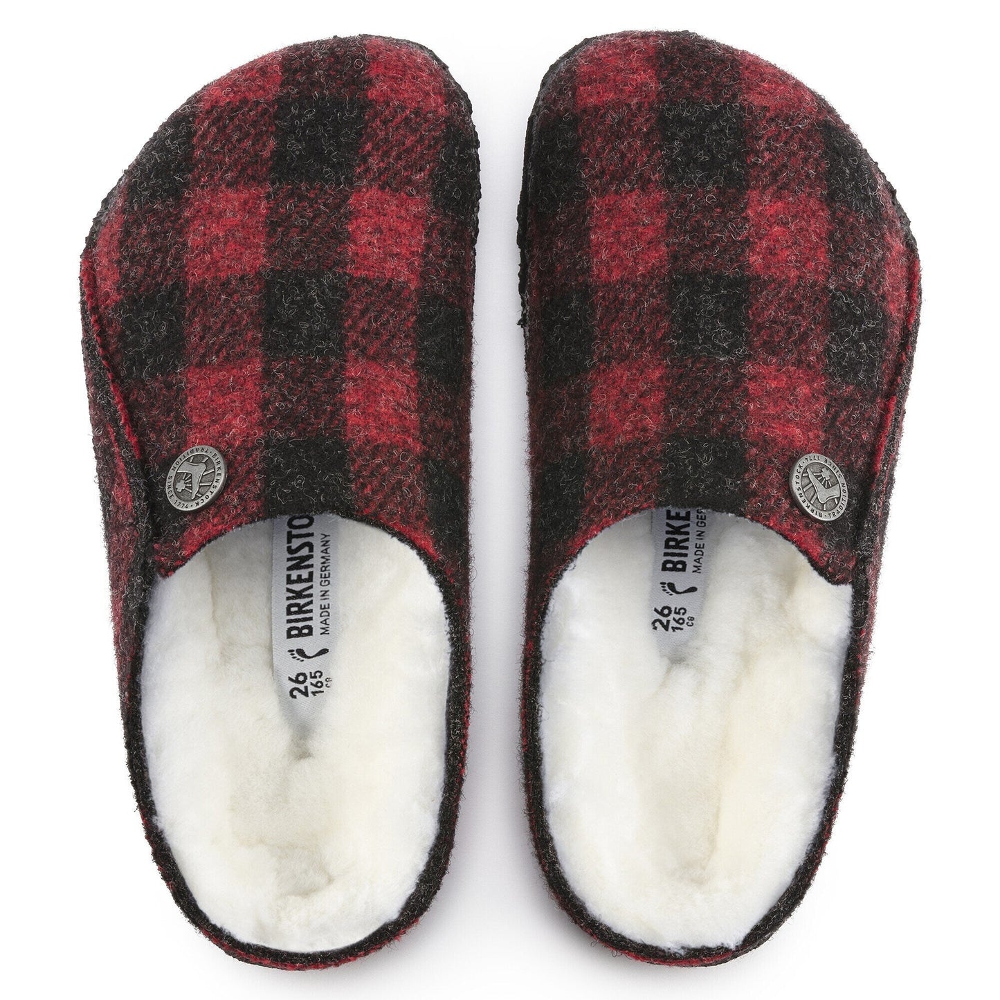 Birkenstock Zermatt Kids Shearling Wool Felt Plaid Red