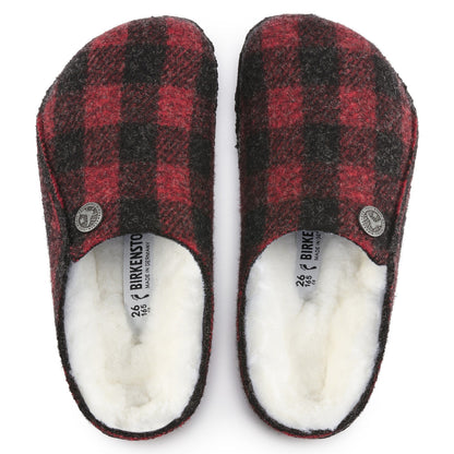Birkenstock Zermatt Kids Shearling Wool Felt Plaid Red