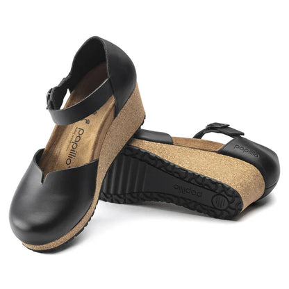 Birkenstock Mary Ring Buckle Natural Leather Black