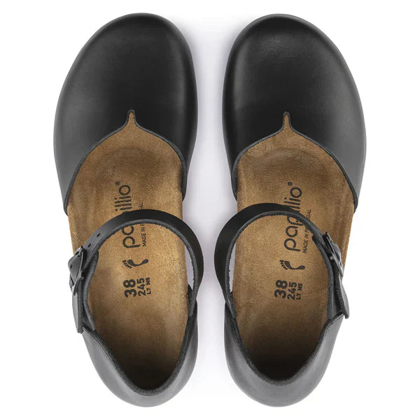 Birkenstock Mary Ring Buckle Natural Leather Black