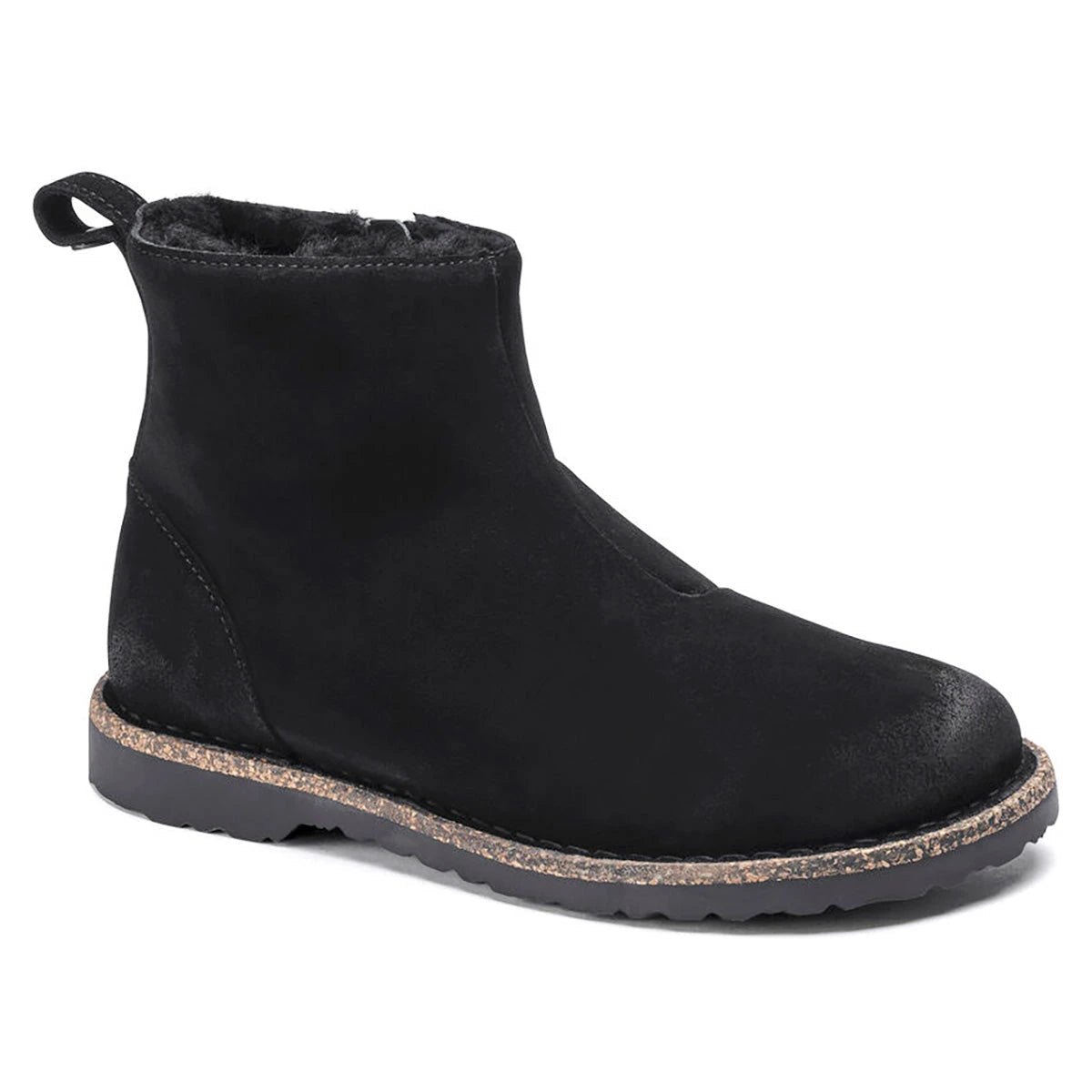 Birkenstock Women's Melrose Shearling Suede Leather Black Booties