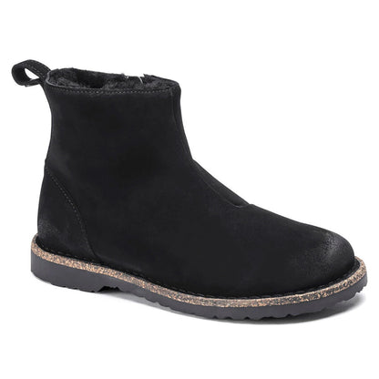 Birkenstock Women's Melrose Shearling Suede Leather Black Booties
