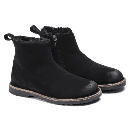 Birkenstock Women's Melrose Shearling Suede Leather Black Booties