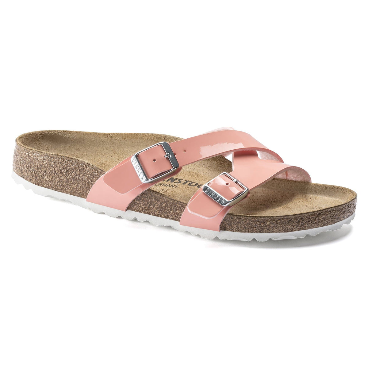 Birkenstock Women's Yao Balance Birko-Flor Patent Coral Peach Sandals